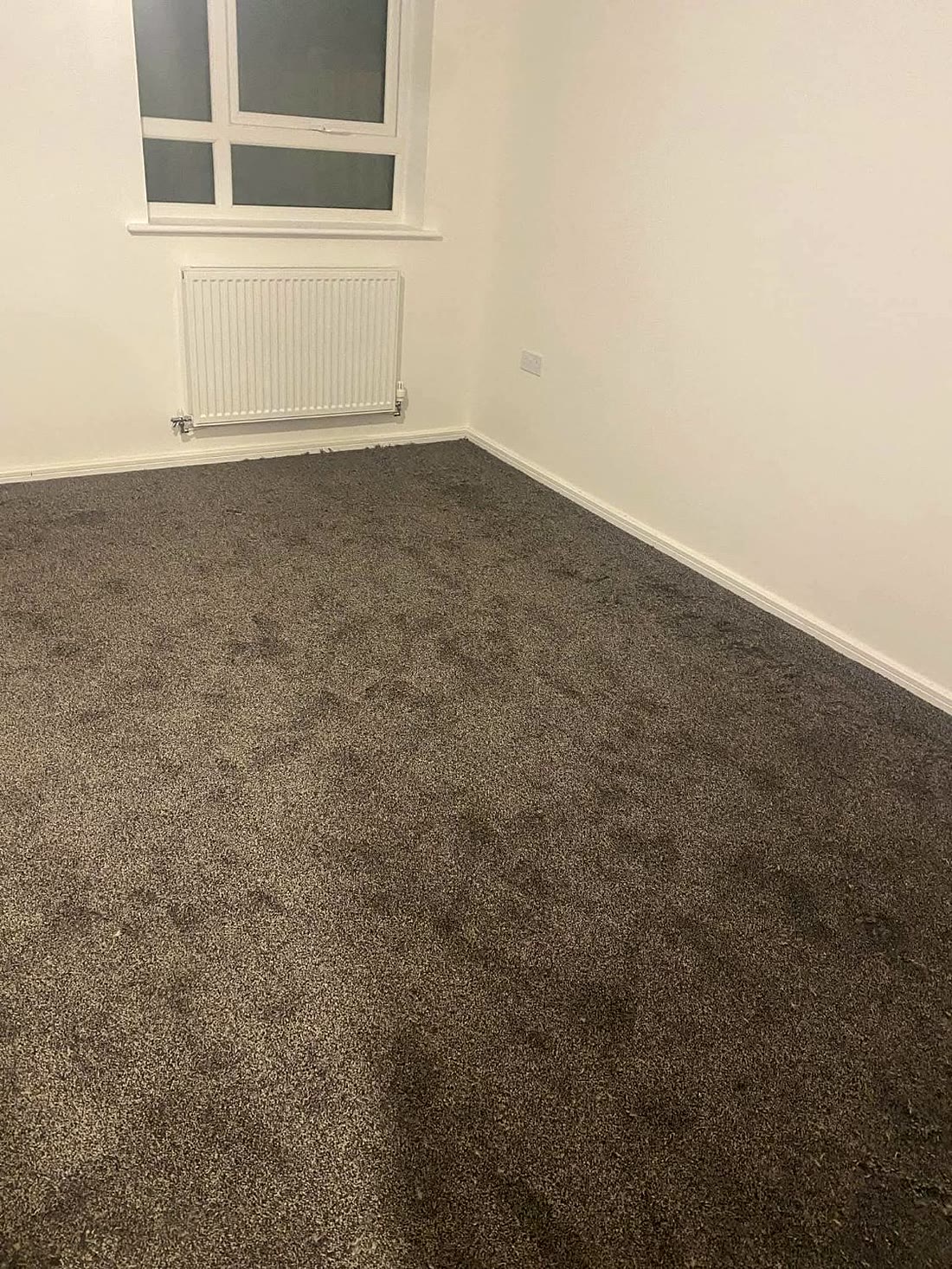 Dark carpet in a bedroom